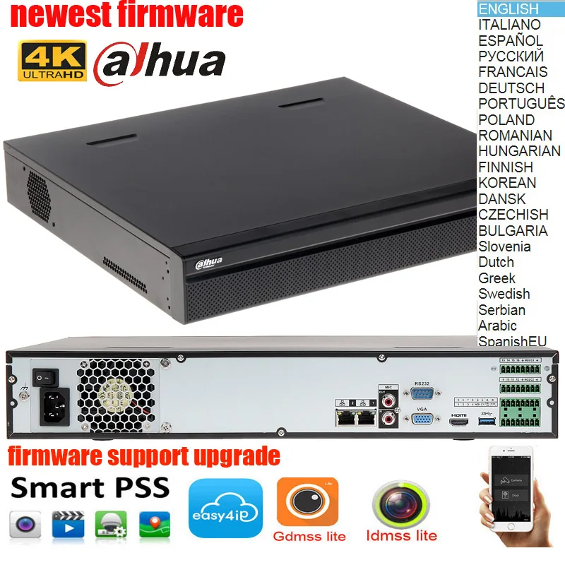 DAHUA mutil язык 32ch NVR DHI-NVR4432-4KS2 DH-NVR4432-4KS2 4 к H.265 сетевой видеорегистратор до 4 к 4HDD драйвер