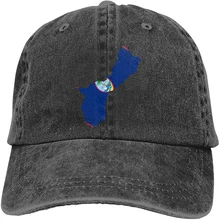 

Map of Guam Flag Sports Denim Cap Adjustable Unisex Plain Baseball Cowboy Snapback Hat