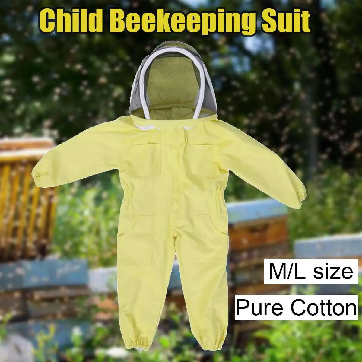 Желтая хлопковая детская цельнокроеная одежда детская одежда с защитой от пчелы одежда для космоса Кепка с защитой от пчелы инструменты для пчеловодства