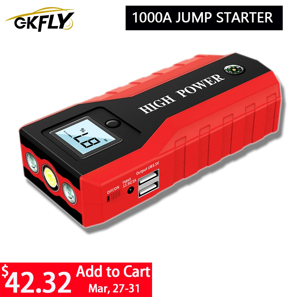 GKFLY высокое Мощность 1000A автомобиль скачок стартер 20000 мАч 12V пусковое устройство Мощность автомобиля банка Зарядное устройство для автомоб... GKFLY высокое Мощность 1000A автомобиль скачок стартер 20000 мАч 12V пусковое устройство Мощность автомобиля банка Зарядное устройство для автомоб...