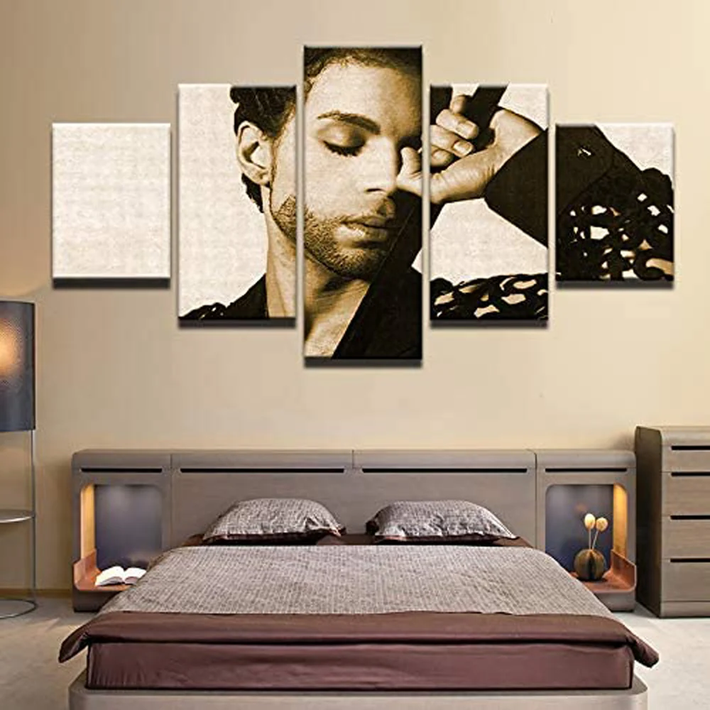 

No Framed Canvas 5 Panel Prince The Artist Formerly Known Modular HD Decorative Wall Art Posters Pictures Home Decor Paintings