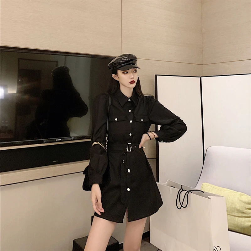 

Tooling Dress Female Autumn 2019 New Waist Dress Temperament Slim Thin High Waist Long Sleeve Dress Elegant Bodycon Full 50ms
