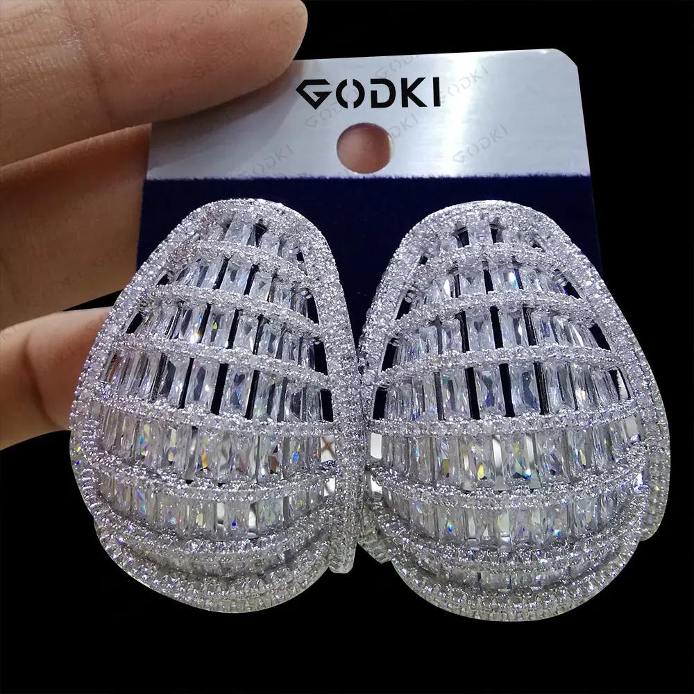 

GODKI 2020 Luxury Bold Statement Hoop Earrings For Women Wedding Cubic Zircon DUBAI Bridal Round Circle Hoop Earrings 2019