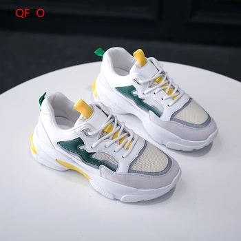 

HQFZO 2020 New Casual Shoes Breathable Women Sneakers Shoes Mesh Female Women Chunky Sneakers Shoes Sapato Feminino