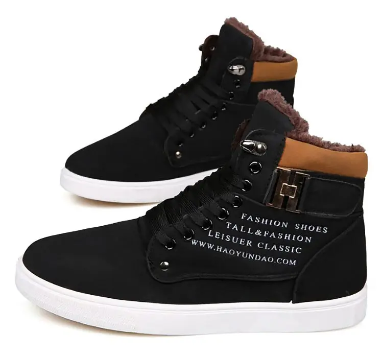 Ankle boots warm men snow boots winter Lace-up men shoes new arrival fashion flock plush winter boots men size 39-47