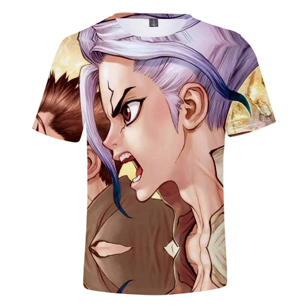 Популярная модная футболка для мальчиков и девочек dr. stone, подходящая для мужчин и женщин, летняя футболка с 3D принтом, футболки с 3D принтом, топы с короткими рукавами, пуловер