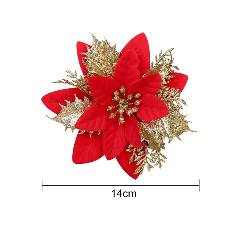 5 шт. Рождественские цветы искусственные с блестками Poinsettia цветы с 10 клипов