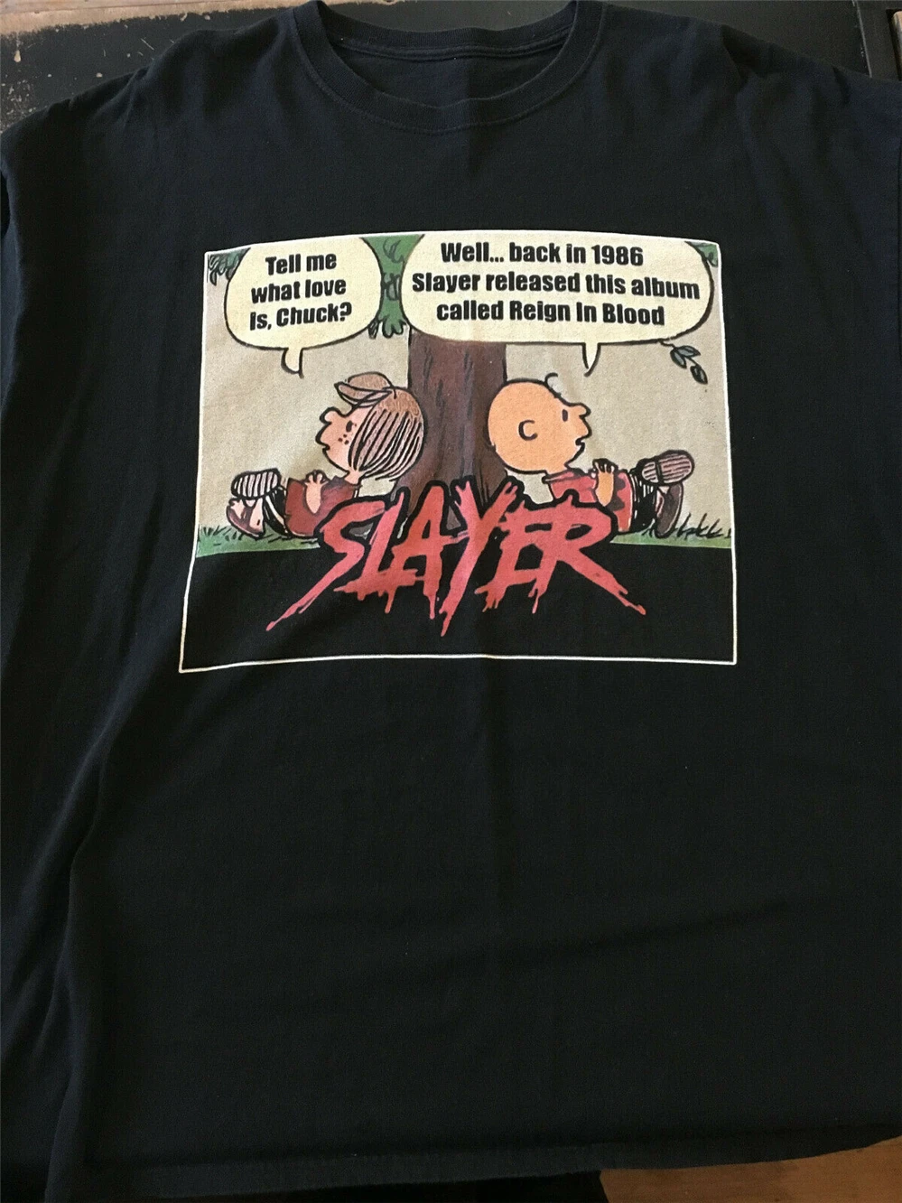 Редкие неясные SLAYER XLARGE CHARLIE коричневые HOMAGE THRASH EXODUS METALLICA удобные топы Футболка |
