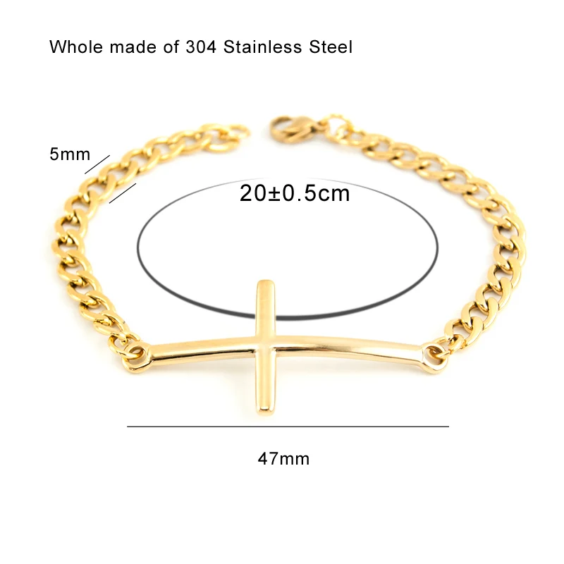 Corss Connecter Bracelet Jewelry for Women Saint San Benito Virgin Mary Cuban Chain Stainless Steel