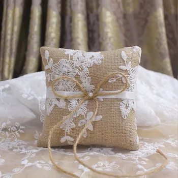 

1pc Hot style wedding ring pillow with lace,wedding supplies and props, weeding cushion. 17x17cm