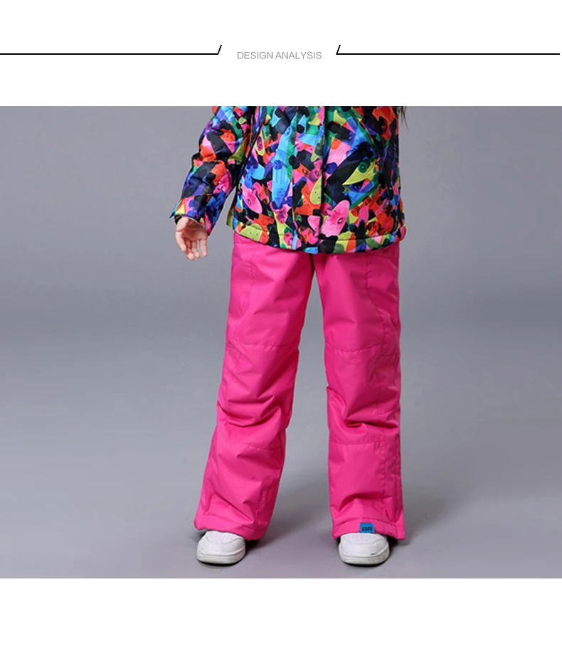 GSOU/брендовые Детские лыжные брюки; водонепроницаемые детские брюки для сноуборда; лыжные брюки для мальчиков и девочек; зимние детские лыжные брюки
