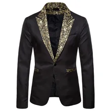 Блестящий блейзер с золотыми блестками, пиджак для мужчин, для ночного клуба, для выпускного, мужской костюм, одежда для сцены, Блейзер, Masculino