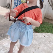 Small Big Brand Summer New Style Korean-style Childrenswear Girls Casual Bud Denim Shorts Fashion