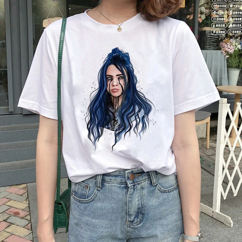 Billie Eilish Harajuku, модная графическая футболка для женщин, 90 s, хип-хоп, Ullzang, футболка, Bad Guy, забавная футболка, топ, футболка для женщин
