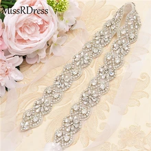 MissRDress платья с бусами ручной работы свадебные пояса с украшениями в виде серебристых кристаллов свадебные пояса стиль Стразы свадебные створки для свадебных аксессуаров JK818