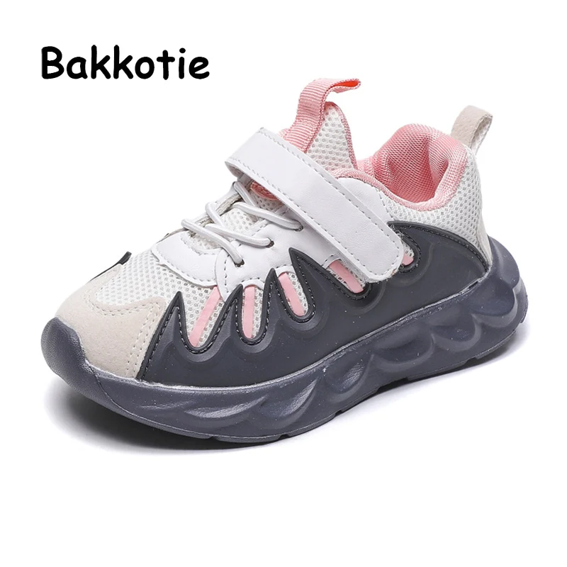 Bakkotie/Новинка года; модные детские кроссовки для девочек; Осенняя дышащая мягкая спортивная обувь для детей; нескользящая повседневная обувь