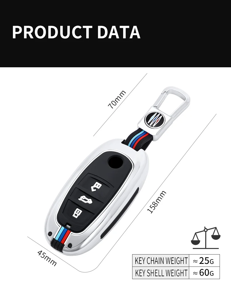 Nuovo supporto di copertura chiave dell'automobile in lega di zinco di alta qualità per Volkswagen VW Touareg 3 pulsanti Fob accessori senza chiave - Hdcefbfaf1ec549edb060fd507314b1c61