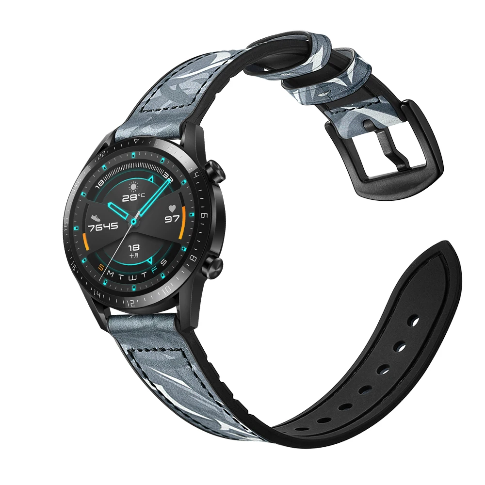 Натуральная кожа+ ремешок для huawei GT 1 2 42 мм 46 мм/huawei watch 2 pro huami amazfit 1 2 GTR 47 мм Ремешки для наручных часов