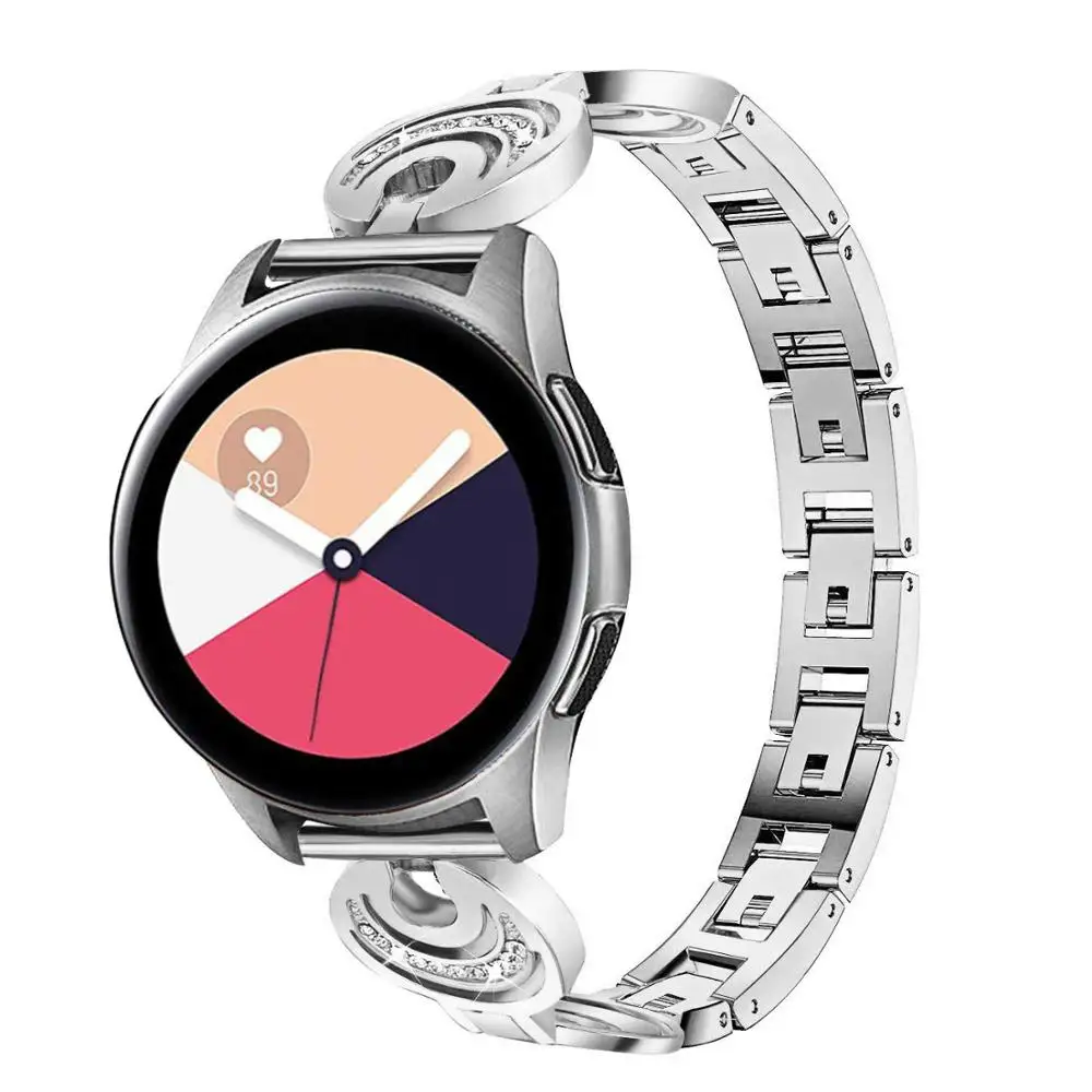 20 мм ремешок для часов из нержавеющей стали для samsung Galaxy Watch active 2 Release ремешок для samsung gear sport S2 ремешок для часов - Цвет ремешка: Sliver
