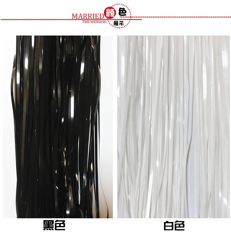 Hot Sales 1X2 M Black And White with Pattern/White Tinsel Curtain Halloween Holiday Scene Decorative Decoration