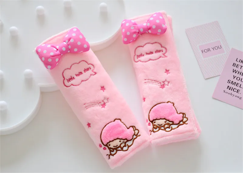 Мультфильм Cinnamoroll Собака Мелодия сиденье обивка ремней милые маленькие Две звезды автомобиль плечевой протектор pad автомобильный ремень безопасности чехлы - Цвет: 2pcs