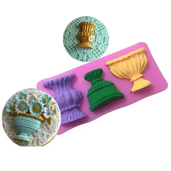 

3D Pink Vase Silicone Mold Fondant Chocolate Cake Biscuit Decoration Mold Resin Polymer Clay Soap Mold