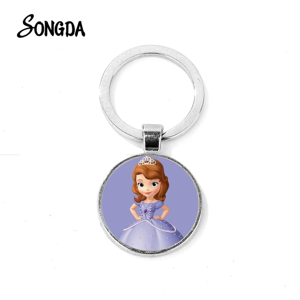 

SONGDA Sofia Princess Keychain Cartoon Figure Sofia the First Photo Key Chain Cosplay Girls Favor Handmade Glass Cute Key Rings