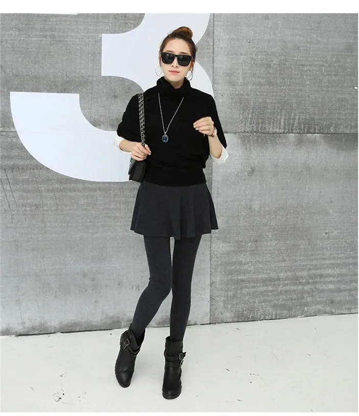 Весна осень мода была тонкая леди поддельные две части леггинсы Японский Корейский хип юбка брюки уличные женские леггинсы брюки