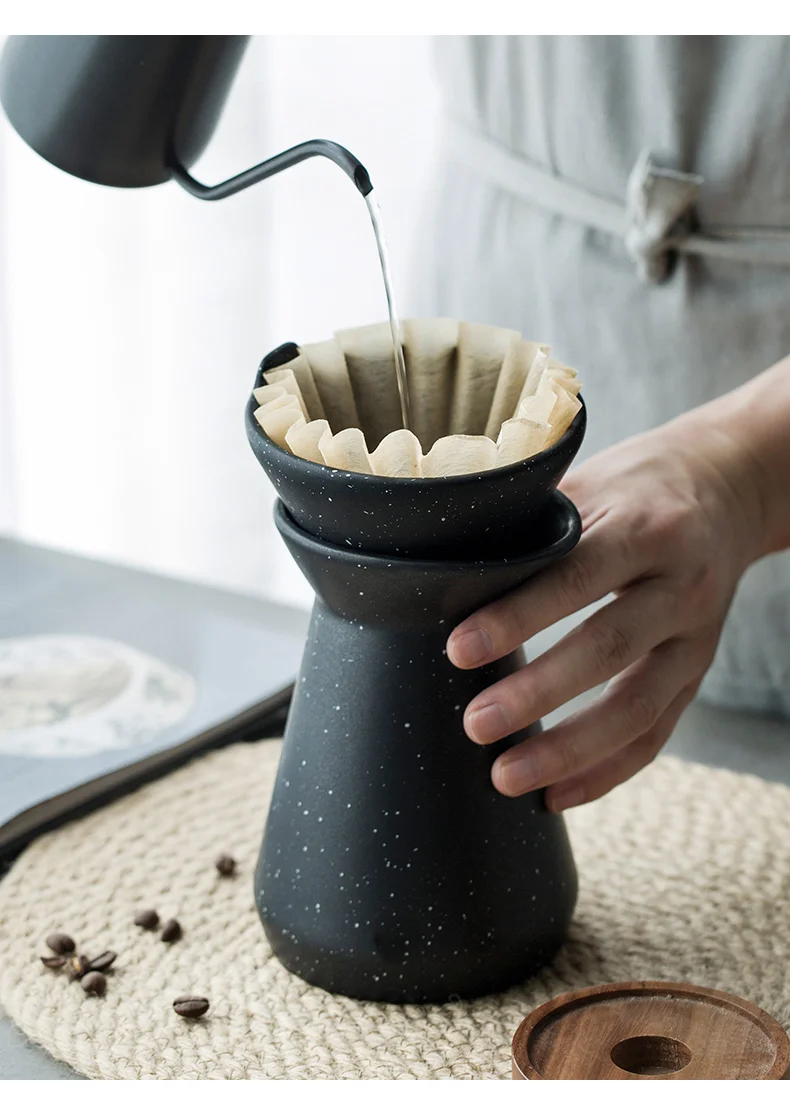 Керамическая Кофеварка Mocha Latte, кофейник, воронка, геометрическая форма, ручка, чашка, Кофеварка с фильтром для кофе, бумага