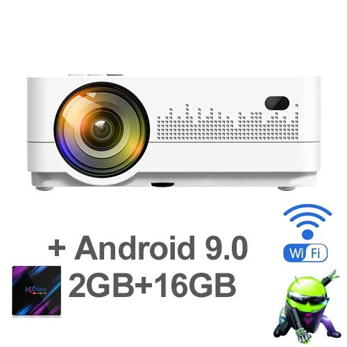 WZATCO H2 3000 люмен HD 720P светодиодный проектор Android 9,0 WiFi Full HD 1080P 4K Мультимедийный lcd Проектор для домашнего кинотеатра - Цвет: H2 android wifi 16G
