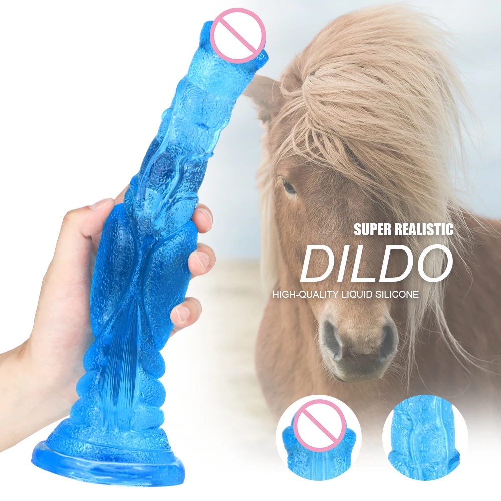 

30cm Long Animal Horse Dildos PVC Realistic Penis Sky Blue Big Dick Suction Cup Dildo Cock Anal Sex Toys for Men Women Couples