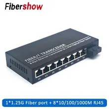 Гигабитный Ethernet коммутатор волоконно-оптический медиаконвертер одномодовый 8 RJ45 1 волоконный порт 1G8E 10/100/1000 M