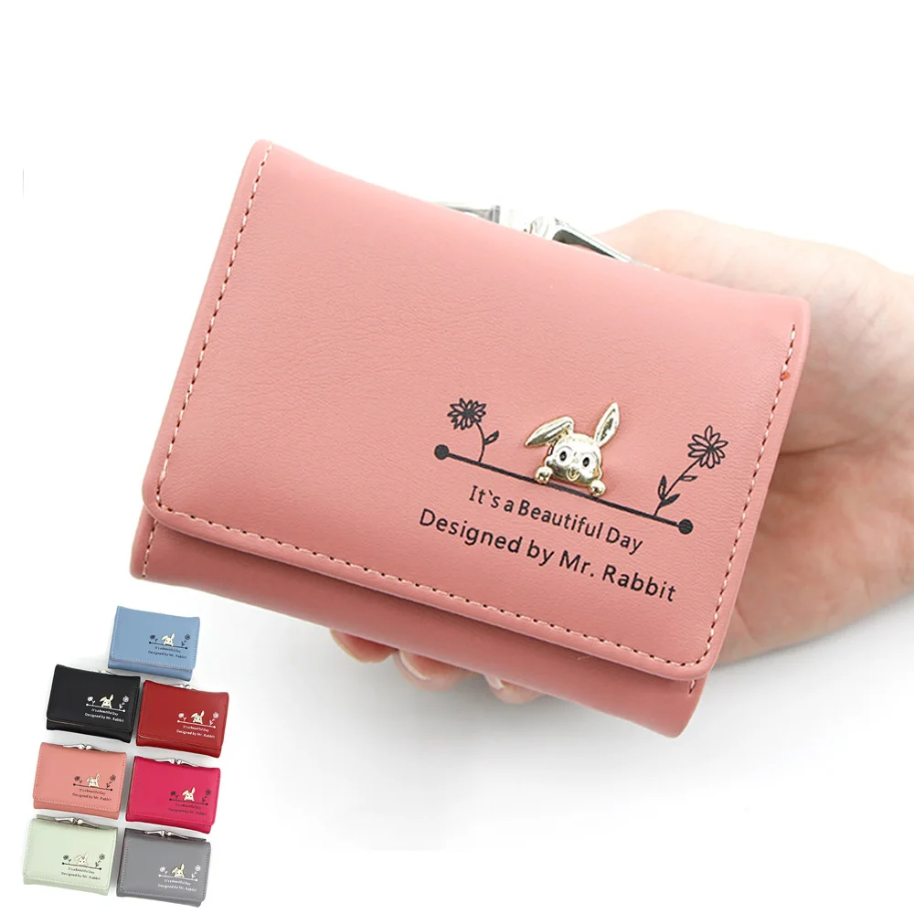 NEW Cute Rabbit Design Women Small Wallets PU Leather Female Wallet