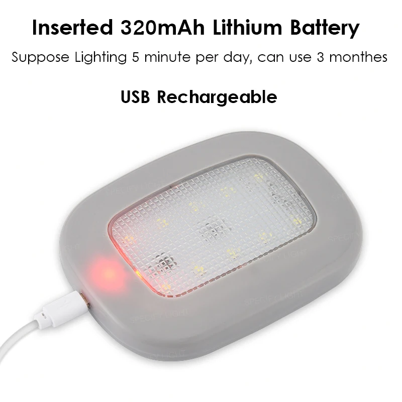 Car Interior Reading Light Auto USB Charging Roof Magnet Auto Day Light Trunk Drl Square Dome Vehicle Indoor Ceiling Lamp (3)
