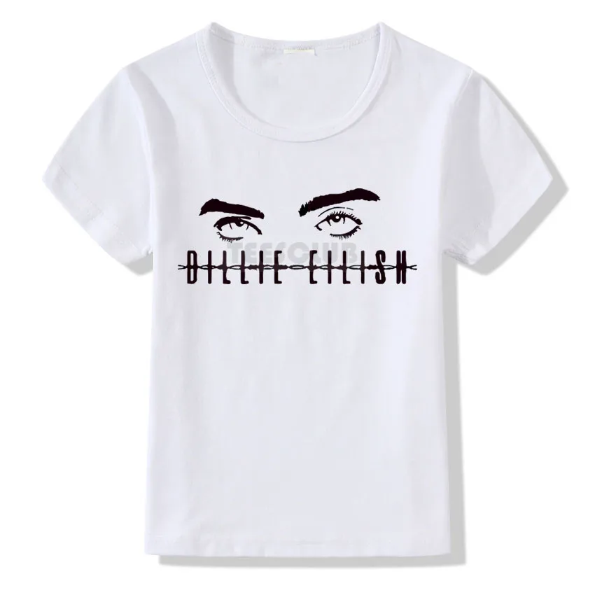 Billie Eilish/футболка для девочек и мальчиков; футболка с рок-музыкой; Детские Модные летние белые футболки; детская футболка - Цвет: C3