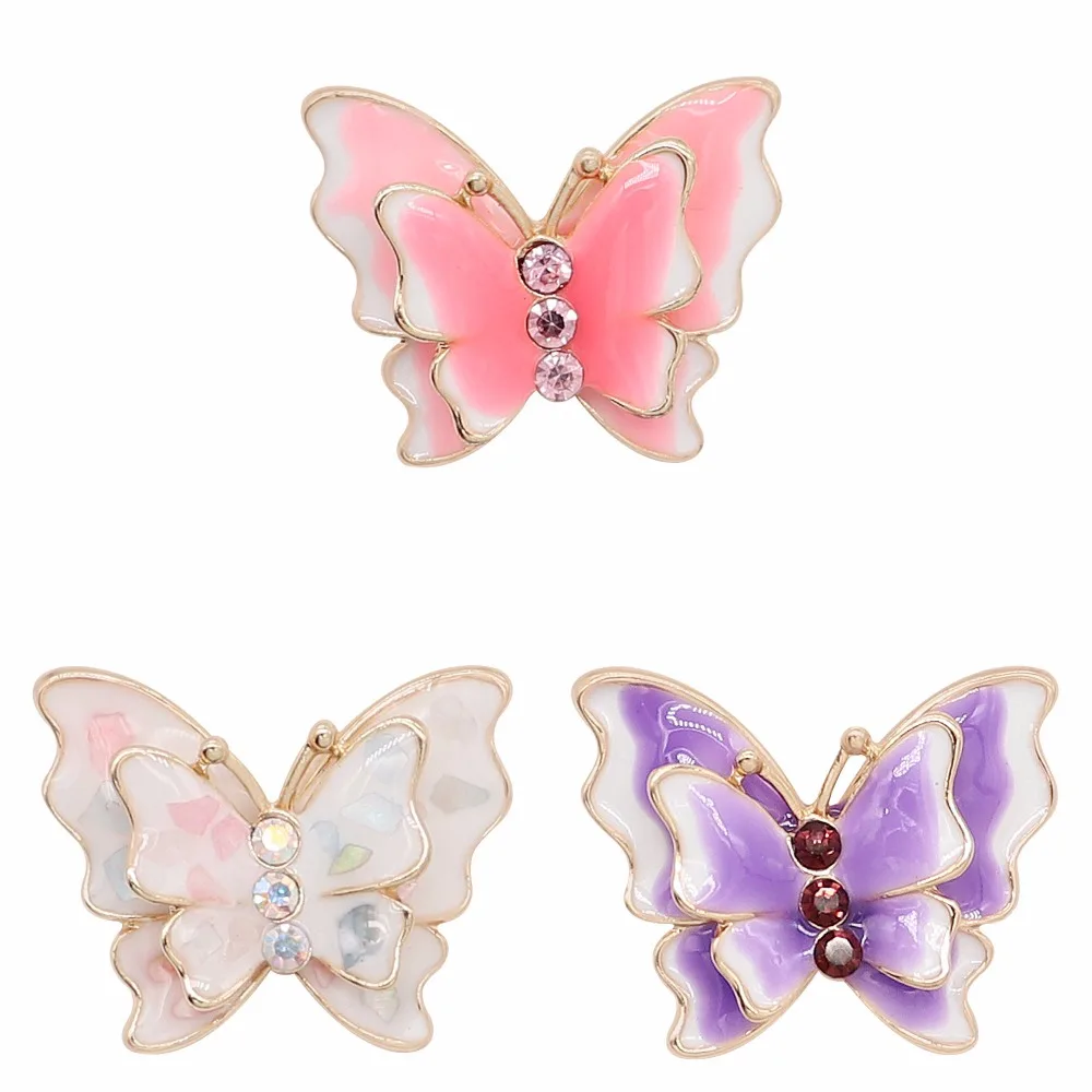 High Quality butterfly shape 18mm Metal Snap Button Charm enamel cate button Snap Button Jewelry