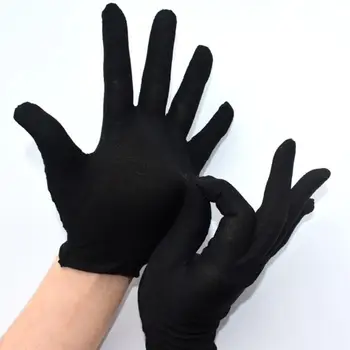 

12 Pairs of Cotton Gloves Labour Protection Gloves Comfortable Working Gloves Hand Protection Gloves Black Size M (Thin)