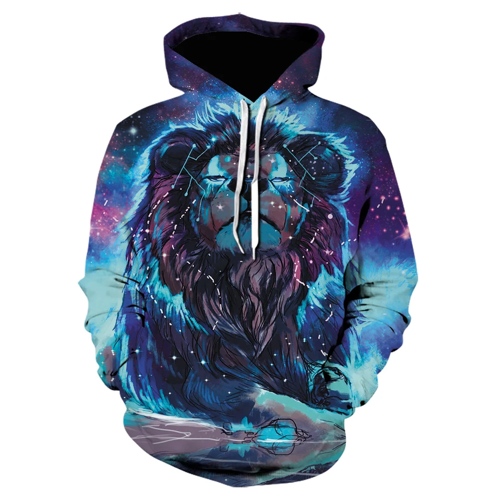 winter jacket men blue lion 3D Printed Hoodies Hip Hop Sweatshirts Lion Tracksuits Starry sky black friday hoodie brand coat |