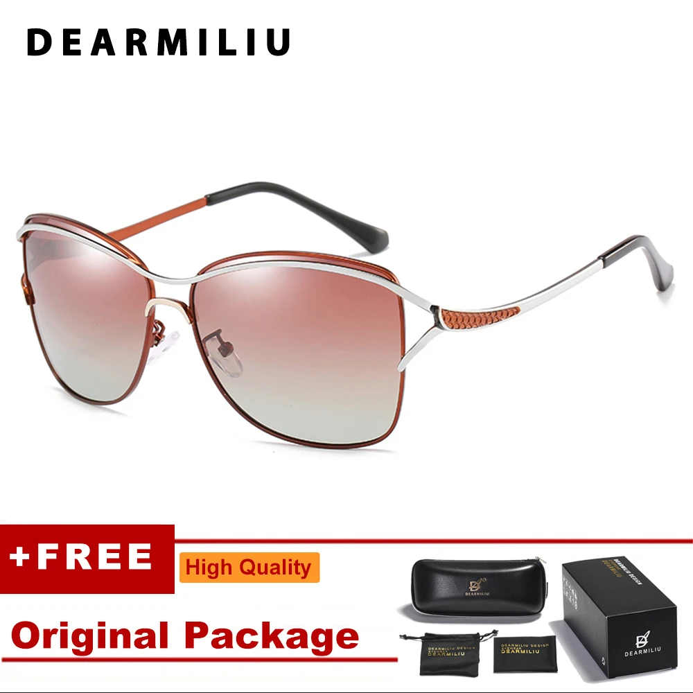 DEARMILIU роскошные женские поляризованные женские очки для вождения негабаритных солнцезащитных очков, UV400 Gafas De Sol Shades для женщин - Цвет линз: Tea 3