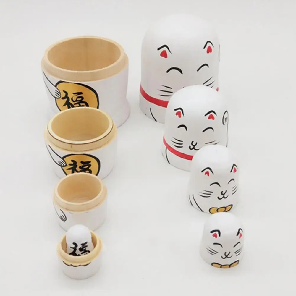 

Matryoshka Dolls Creative Vivid Color Hand-painted Lucky Cat Matryoshka Gift for Kids Matryoshka Model Nesting Dolls