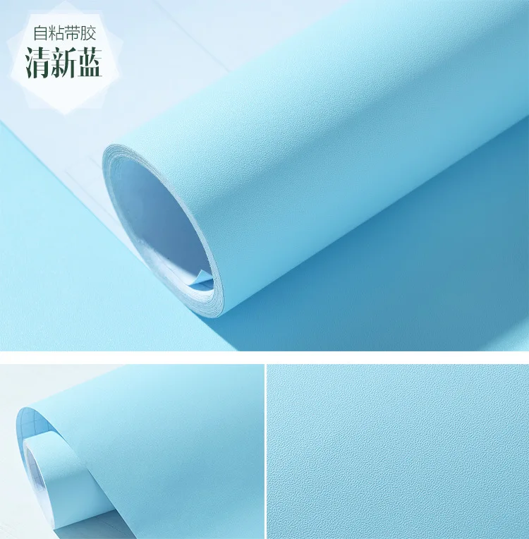 5 м x 60 см ПВХ чистый цвет обои для гостиной Съемная простая мебель пользовательские наклейки водонепроницаемые обои для домашнего декора - Цвет: Light Blue