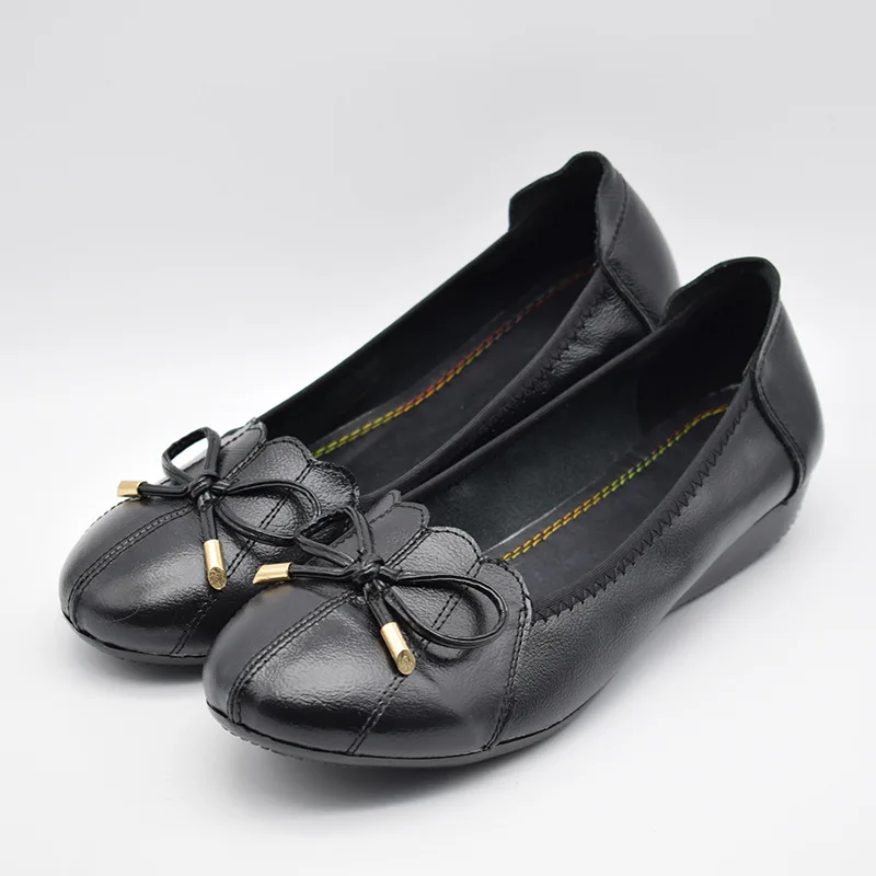 

Autumn And Winter Middle-aged WOMEN'S Shoes Genuine Leather Soft Bottom Slanted Heel Low Heel Mom Shoes Single Shoes Comfortable