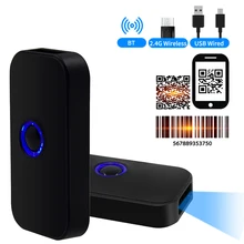 Scanner di codici a barre 3 in 1 portatile 1D/2D/QR lettore di codici a barre supporto Bluetooth /2.4G Wireless /USB connessione cablata per supermercato