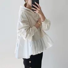 2020 Spring Long Sleeve Women Hoodie Korean White Ruffles Patchwork Loose Pullover Tops Harajuku Oversized Sweatshirt Streetwear 2020 Spring Long Sleeve Women Hoodie Korean White Ruffles Patchwork Loose Pullover Tops Harajuku Oversized Sweatshirt Streetwear