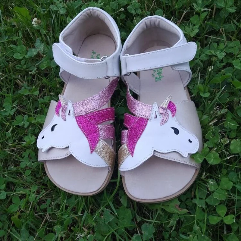 TipsieToes Top Brand Barefoot Genuine Leather  Girl  Younth Sandals New Zigzig sole