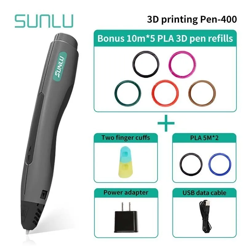 3D печать Ручка для детей дизайн рисунок includela нити 3D интеллектуальные ручки как лучший подарок для детей и взрослых - Цвет: SL-400-10.5-Black