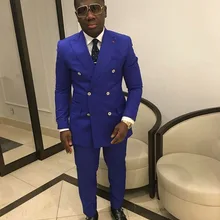 Свадебный костюм мужской двубортный королевский синий костюм из 2 предметов мужские шафер жениха смокинг приталенный костюм Блейзер Свадебные вечерние костюмы