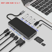 Док-станция usb-хаб MST типа C, USB C двойной HDMI-совместимая док-станция VGA RJ45 PD USB 3,0 для ноутбука Thunderbolt 3 Док-станция usb-хаб MST типа C, USB C двойной HDMI-совместимая док-станция VGA RJ45 PD USB 3,0 для ноутбука Thunderbolt 3