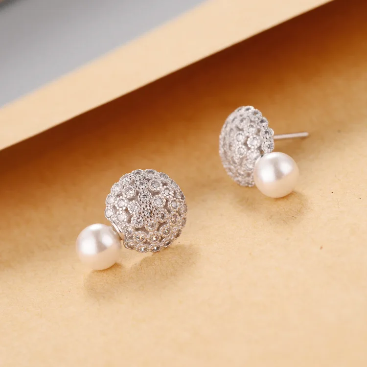 Echte Muschelperle aus 925er-Sterlingsilber mit Blumen-Ohrsteckern für Damen und Mädchen, modischer Sterlingsilber-Schmuck, Brincos Brinco