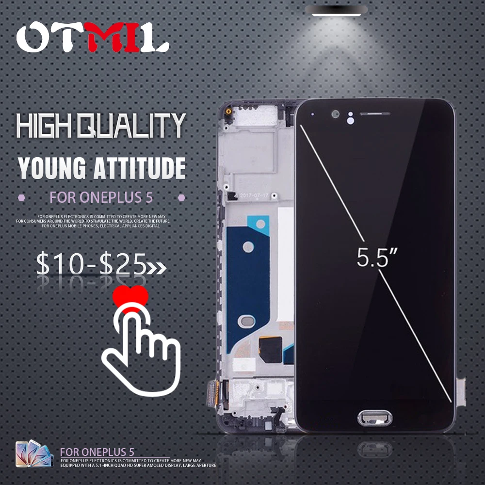 

5.5" OLED For Oneplus 5 LCD Touch Screen Digitizer with Frame For OnePlus 5 Display A5000 LCD #1